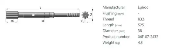 Picture of ROBIT 06F-07-2432 Shank COP 1838 R32 038/525