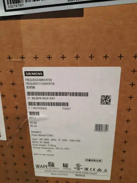 Picture of SIEMENS 6SL3210-1KE31-7UF1 G120C 90 kW PROFINET 